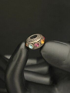 Pandora 925 Sterling Silver Multi-Color CZ Spacer Charm Rainbow Bead
